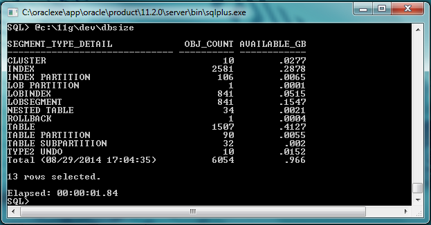 Oracle 11gXEr2 Size AT Installation