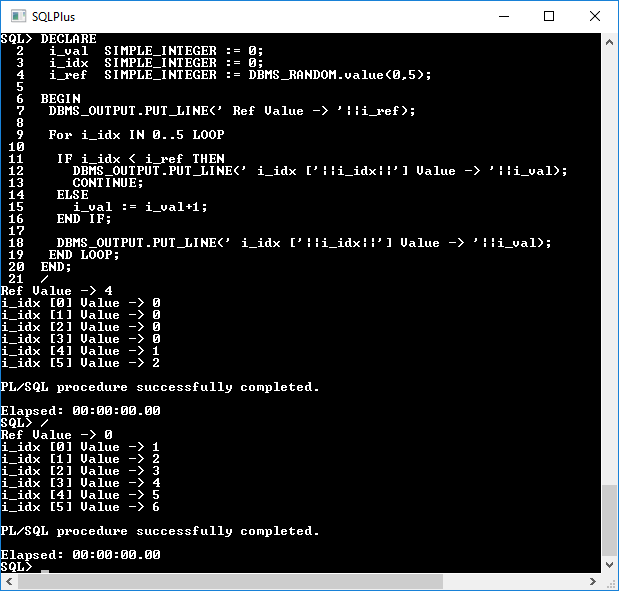 Oracle 11g Continue [2] output