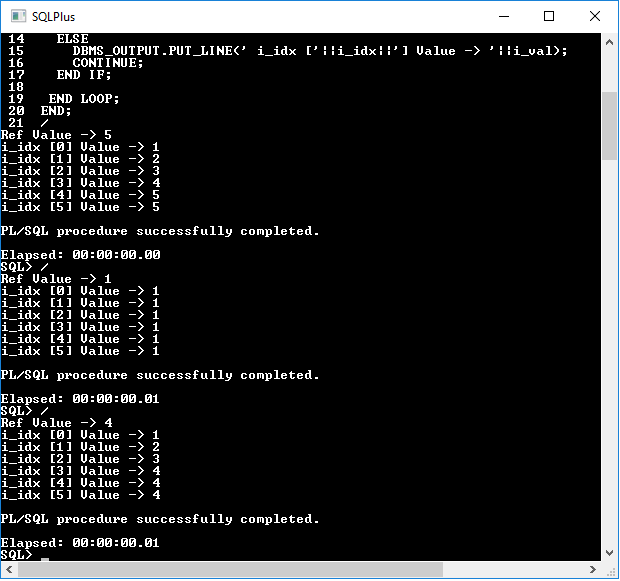 Oracle 11g Continue [3] output