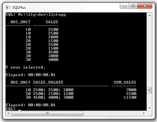 Oracle 11g LISTAGG output