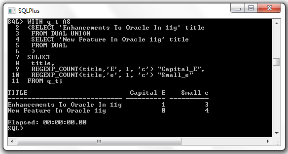 Oracle 11g REGEXP_COUNT output