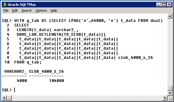Oracle DBMS_LOB GetLength(CLOB)