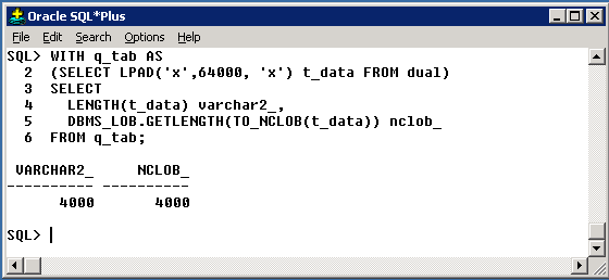 Oracle DBMS_LOB GetLength(NCLOB)