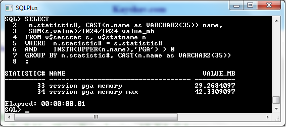 Database Session PGA Memory