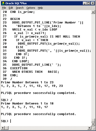 Compute Prime Numbers Output